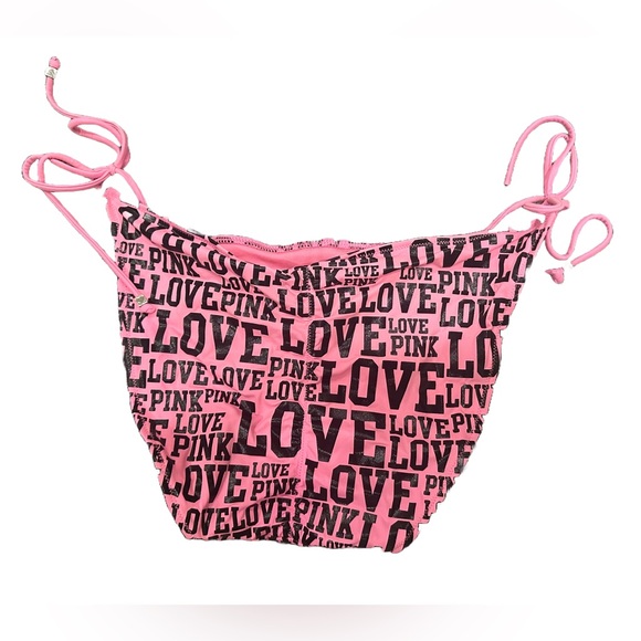 PINK VICTORIAS SECRET hot pink and black printed LOVE and PINK words, size SMALL - Picture 4 of 5